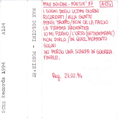a124 max dolcini: poesie 87 1994 a124 max dolcini: poesie 87 1994